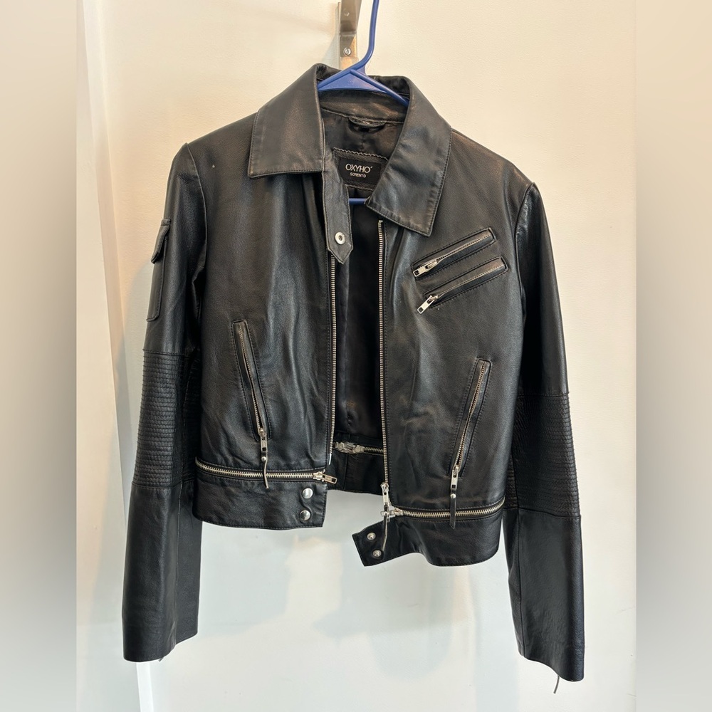 Oxyho ladies leather biker jack (small)
